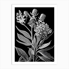 Milkweed Wildflower Linocut 2 Art Print