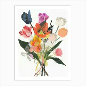 Tulip 3 Collage Flower Bouquet Art Print