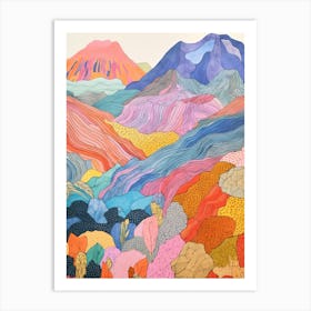 Mount Vesuvius Italy 1 Colourful Mountain Illustration Art Print