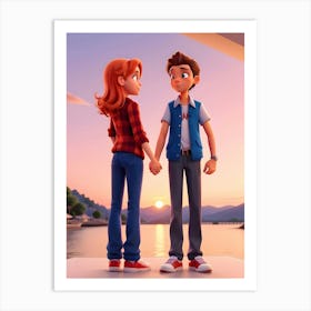 Boy And Girl In Love Art Print