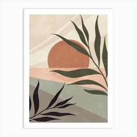 Sunset With Leaves Art Print