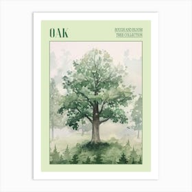 Oak Tree Atmospheric Watercolour Painting 3 Poster Art Print