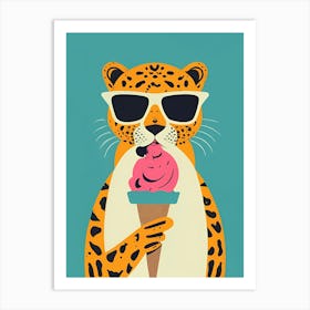 Leopard Eating Ice Cream Art Print