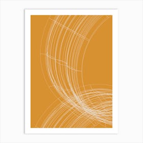 White On Yellow Abstract Wire Circles Art Print