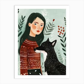 Girl With Dog 5 Art Print