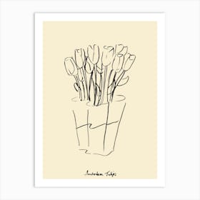 Amsterdam Tulips Line Drawing Art Print