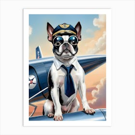 Boston Terrier Pilot-Reimagined 13 Art Print