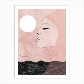 Portrait Of A Woman In The Sea Art Print