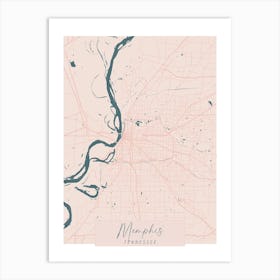 Memphis Tennessee Pink and Blue Cute Script Street Map Art Print