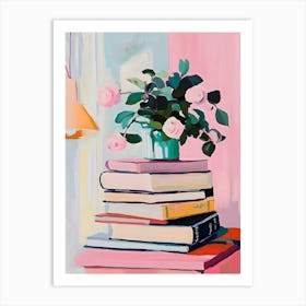 Books And Roses Art Print