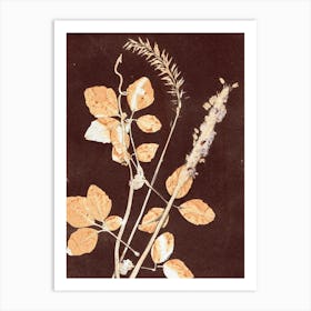 Brown Orange Botanical Leaves Art Print