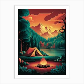 Campfire At Sunset Art Print