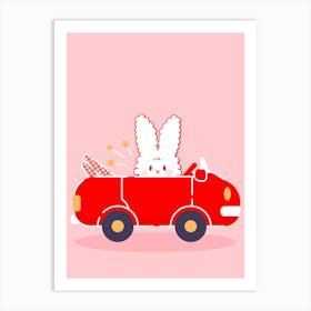 Bunny In Car Art Print