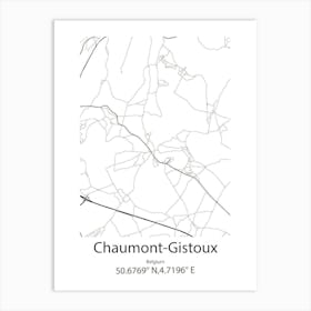 Chaumont Gistoux,Belgium Minimalist Map Art Print