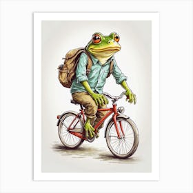 Frog Riding A Bike Art Print