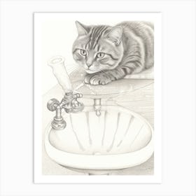 Cat In Sink Art Print