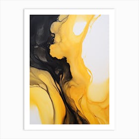 Yellow And Black Flow Asbtract Painting 2 Art Print