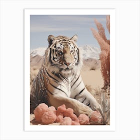 Cosmic tiger portrait in the glittering desert 1 Art Print