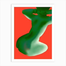 Nude back in green Art Print