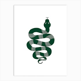 Large Snake Stripes Dark Green Art Print