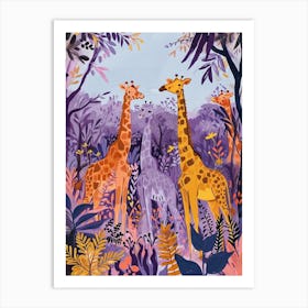 Cute Giraffe In The Leaves Watercolour Style Illustration 4 Art Print