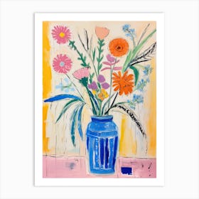 Flower Painting Fauvist Style Cornflower 2 Art Print