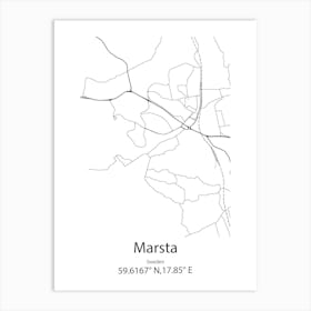 Marsta,Sweden Minimalist Map Art Print