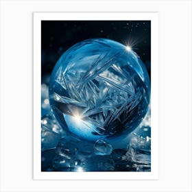 Frozen Reality Captured In A Crystalline Ice Sphere Macro Photography Style Detailed Reflections A (1) Art Print