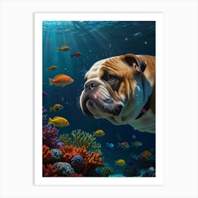 Bulldog Under The Sea 2 Art Print