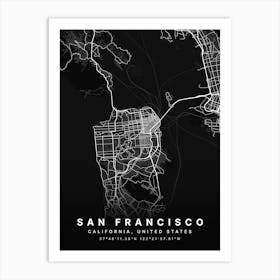 San Francisco California Black Map Art Print