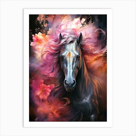 Horse With Flowers 2 Art Print