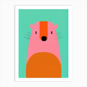 Beaming Pink Beaver Bold Retro Art Print