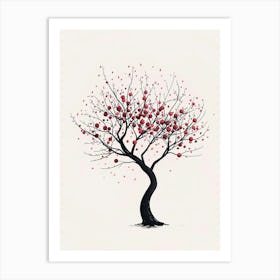 Plum Tree Pixel Illustration 4 Art Print