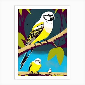 Parrots On A Branch Art Print