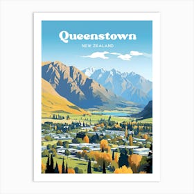 Queenstown New Zealand Townview Travel Art Art Print