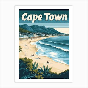 Aihrgdesign A Retro Travel Poster For Cape Town Featuring The 0e6be7f6 A2a6 42cb 9ef7 A8f4a4b4b5f8 0 Art Print