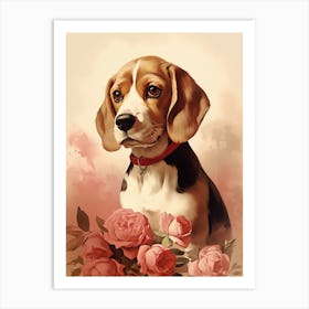 Beagle With Roses Art Print