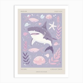 Purple Greenland Shark Illustration 2 Poster Art Print