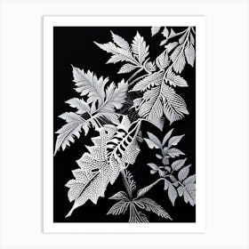 Rowan Leaf Linocut 1 Art Print