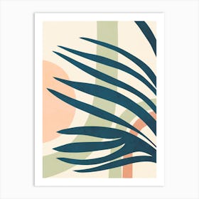 Earthy Tropical Foliage Blue 4 Art Print