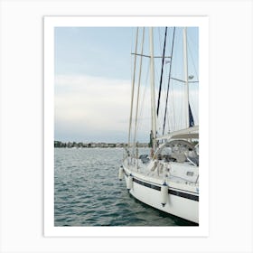 Sailboat in Croatian Harbor - Nautical Travel Photography 1 Art Print