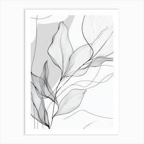 Abstract Leaves In Black And White Art Print