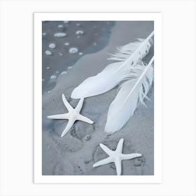 Starfish And Feathers Art Print