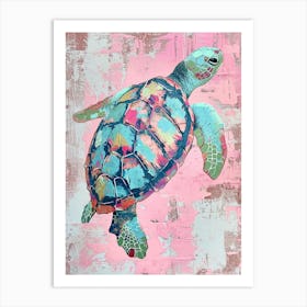 Pink Pastel Sea Turtle Painting Art Print
