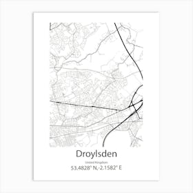 Droylsden,United Kingdom Minimalist Map Art Print