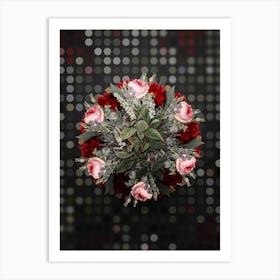 Vintage Virginia Sweetspire Flower Wreath on Dot Bokeh Pattern n.0359 Art Print