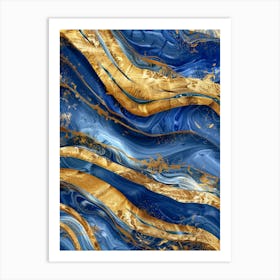 Blue And Gold Abstract Painting 11 Art Print