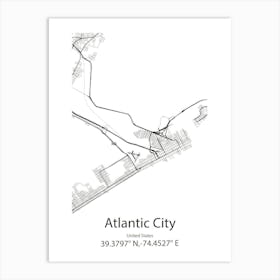 Atlantic City,United States Minimalist Map 1 Art Print