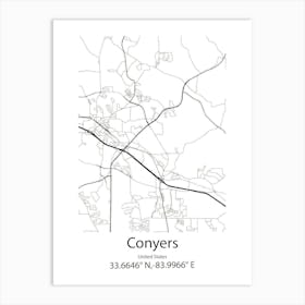 Conyers,United States Minimalist Map 1 Poster