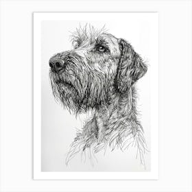 Hairy Dog Line Sketch 2 Art Print